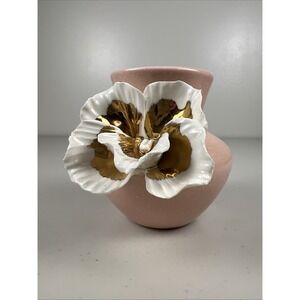 Anthropologie Gilded Bloom Vase Freckles Pink White Gold Orchid Discontinued